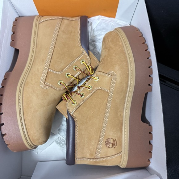 Timberland Boots Youth 7 Women 8.5‎ Stone Street Mid Waterproof Wheat Nubuck - Picture 14 of 15